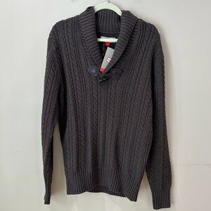 NWT Hunter Men's Small Shawl Collar Cable Knit Sweater Toggle Pullover Charcoal